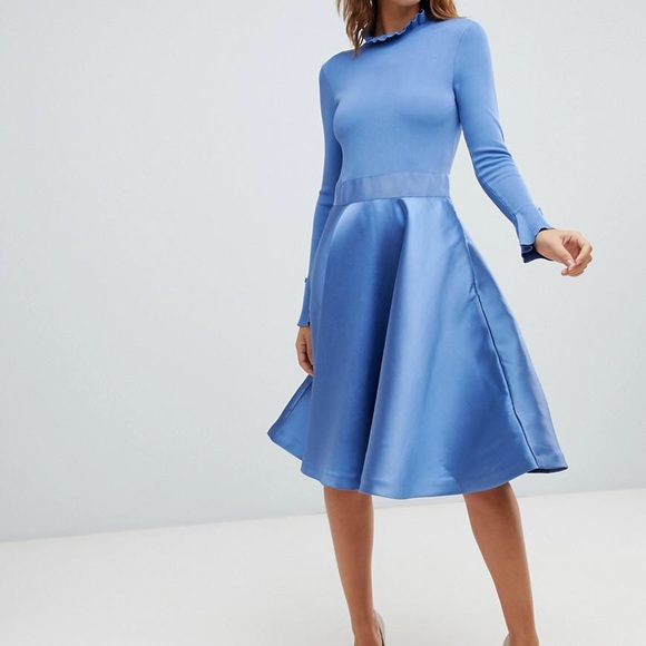 Ted Baker ZADI FIT & FLARE DRESS IN MID BLUE - Picture 1 of 11